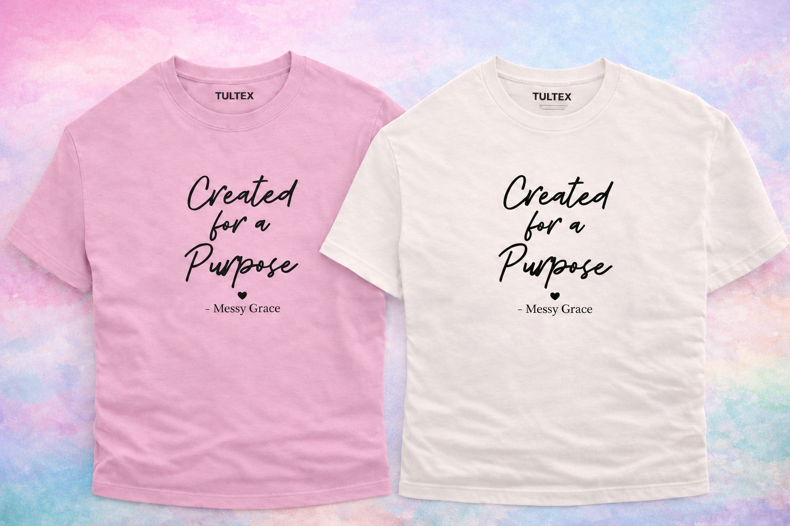 Created for a Purpose t-shirt in pink and cream